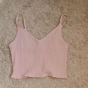 H&M Pink Ribbed Sleeveless Camisole Crop Top